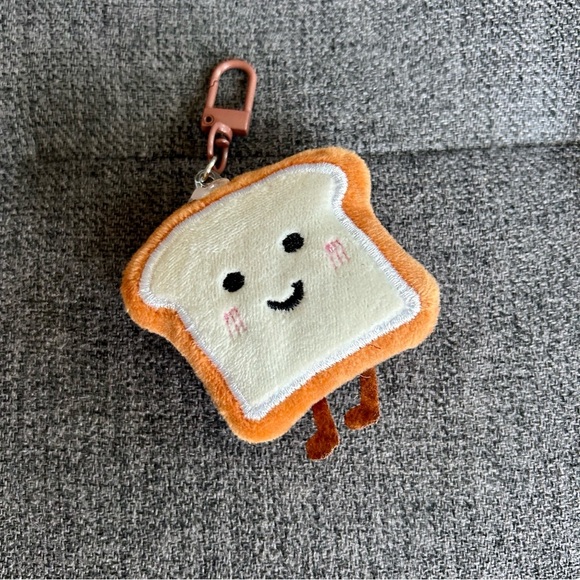 Handmade Accessories - Handmade Cute Toast Plush Purse or Backpack Charm, Tan, Cream